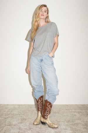 LNA Essential Shaden Crew Neck Tee in Heather Grey