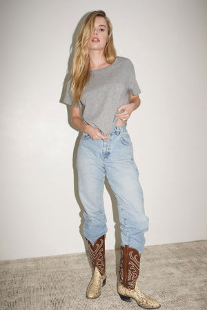 LNA Essential Shaden Crew Neck Tee in Heather Grey
