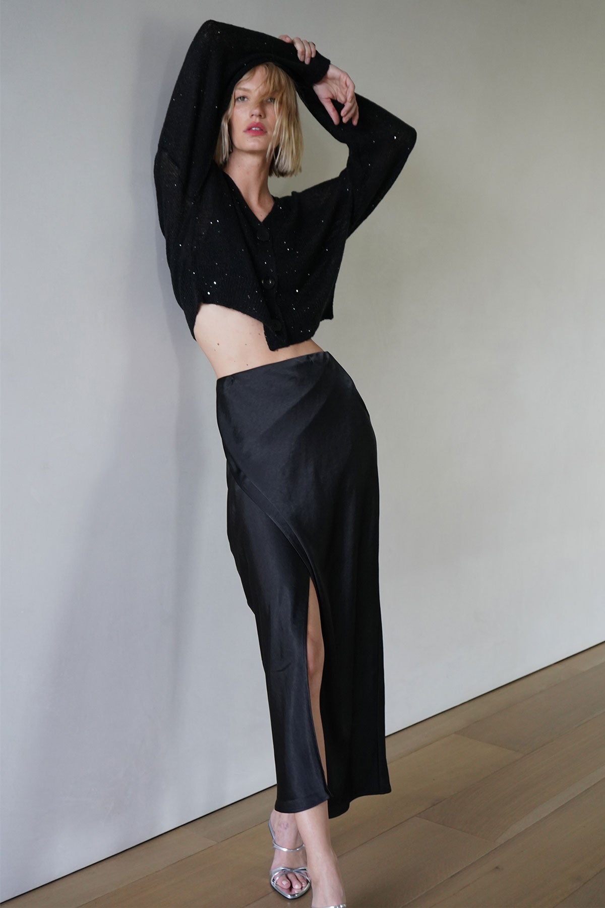 LNA Bevan Silky Skirt in Black