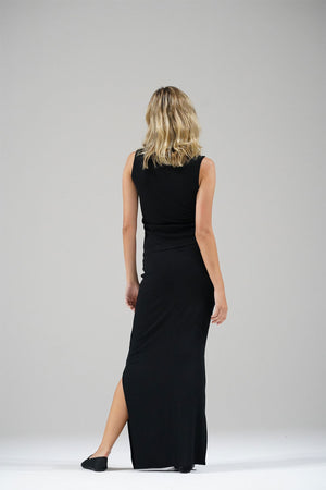 LNA Steph Ribbed Skirt in Black