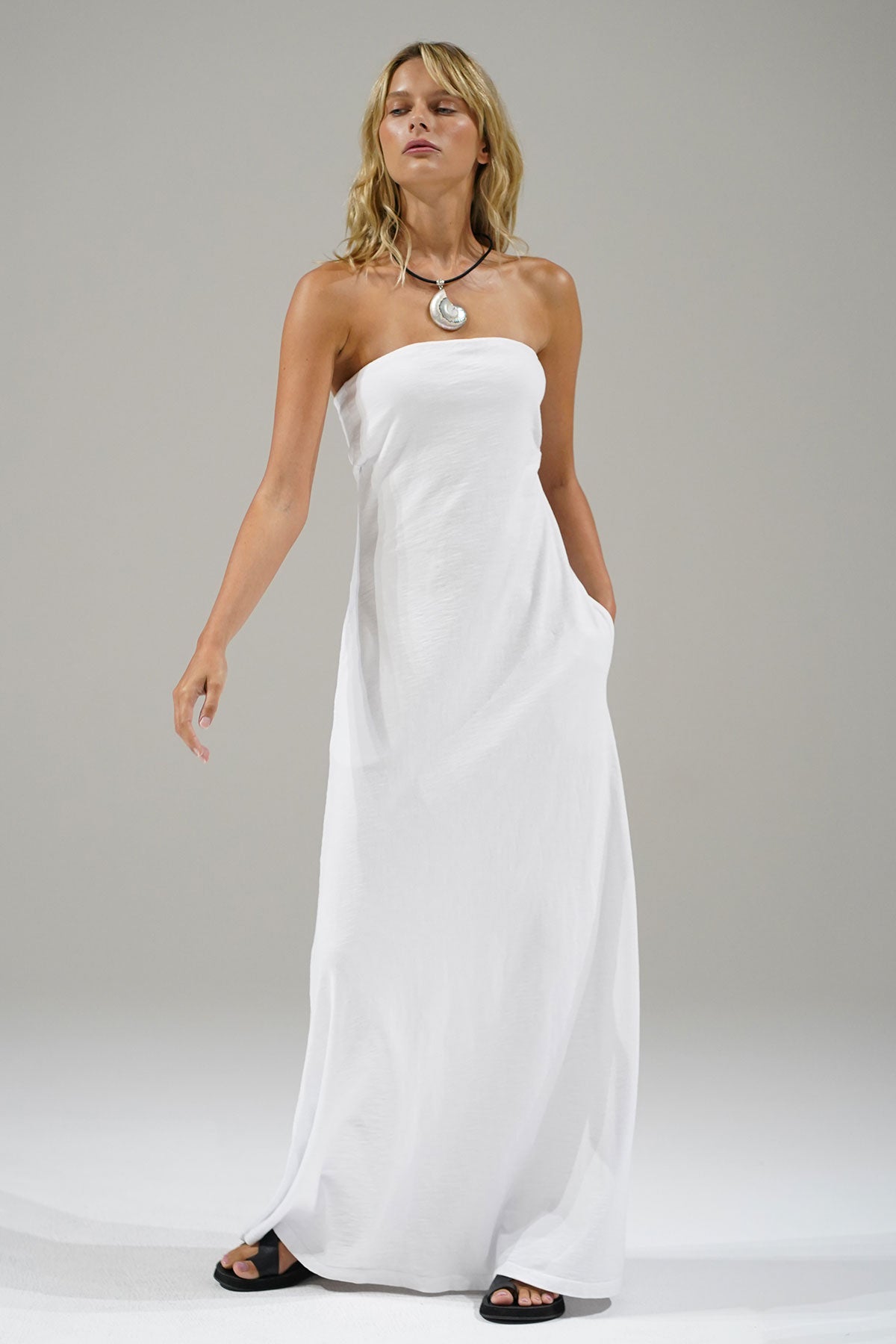 LNA Topanga strapless jurk in wit