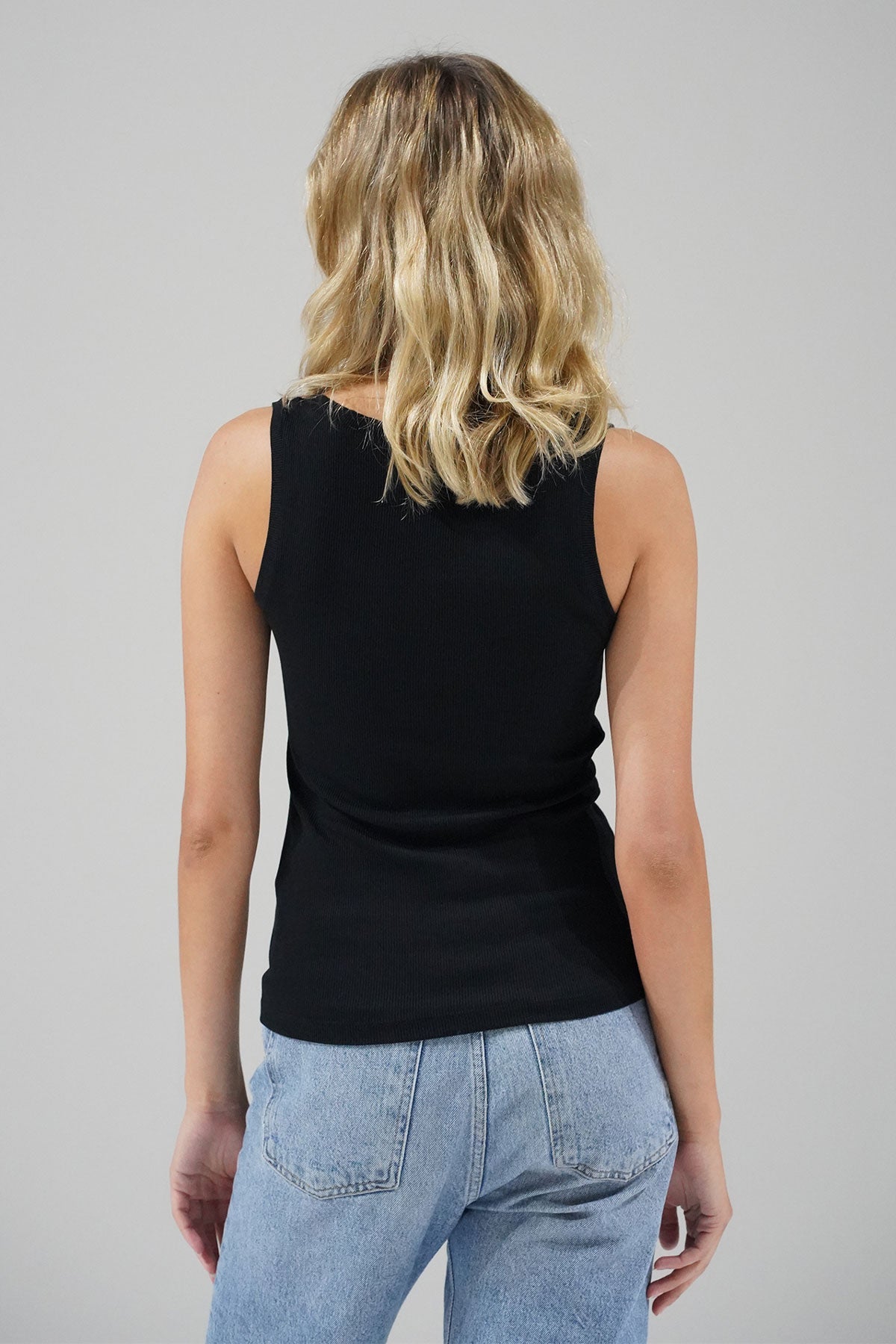 LNA Ribbed V Slim Tank in Black