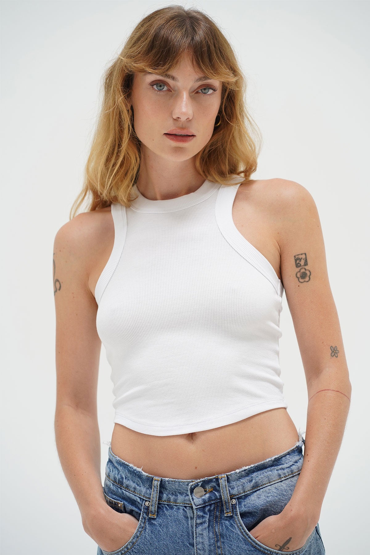 LNA Detra Cropped Tank in White