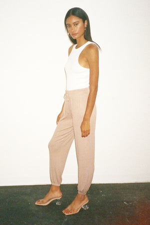 LNA Core Ribbed Jogger in Nude