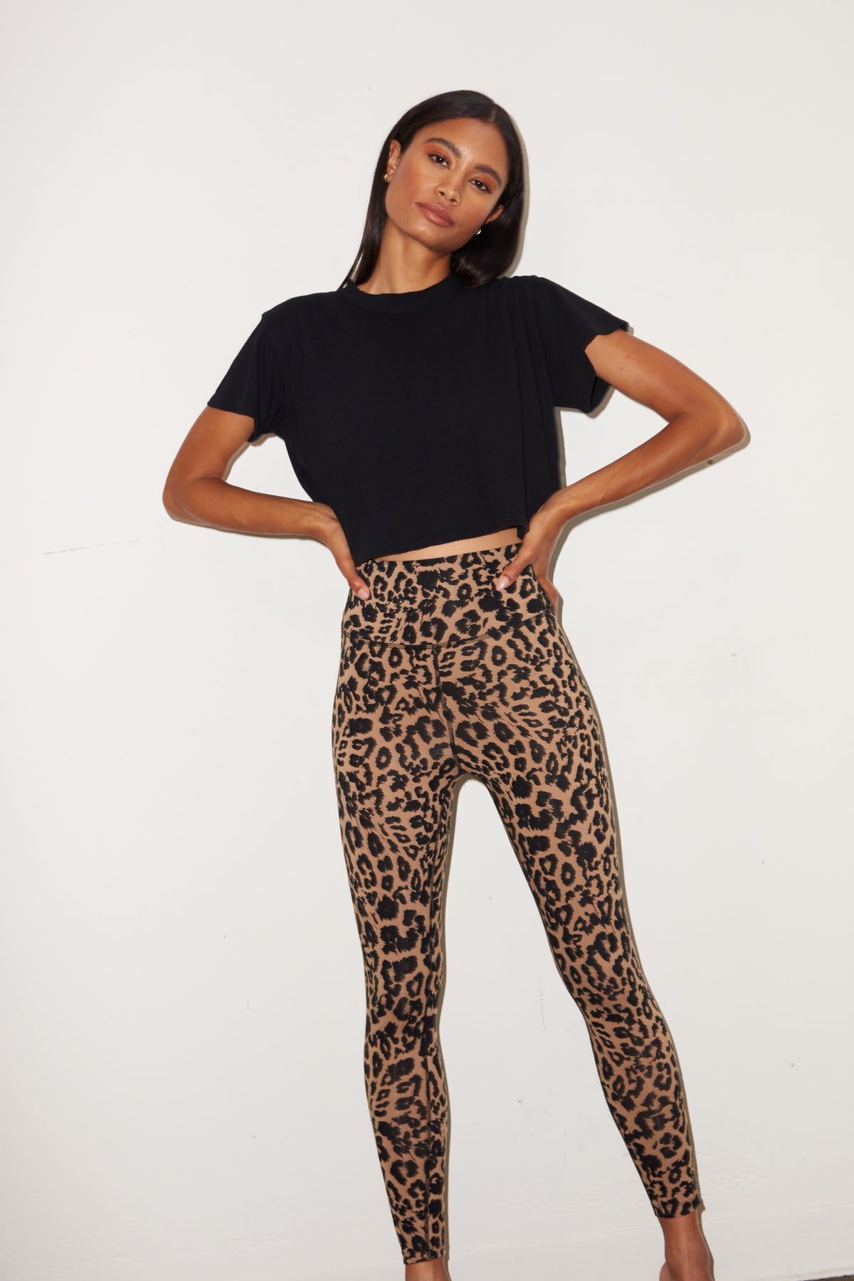 LNA High Waist Zipper Legging in Leopard Print