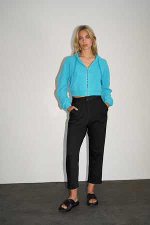 LNA Azaria Sherpa Hoodie in Peacock Blue