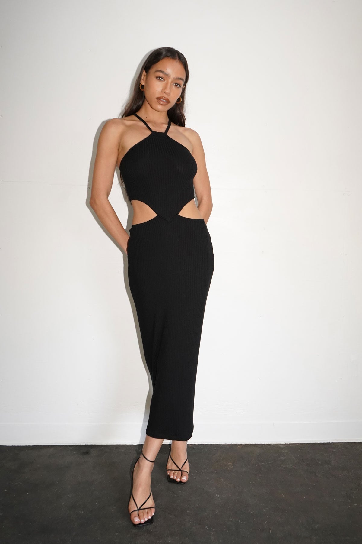 LNA Emmy Midi Dress in Black