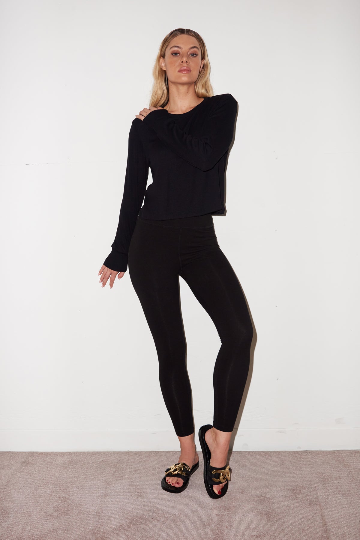 Legging met hoge taille en ritssluiting - zwart