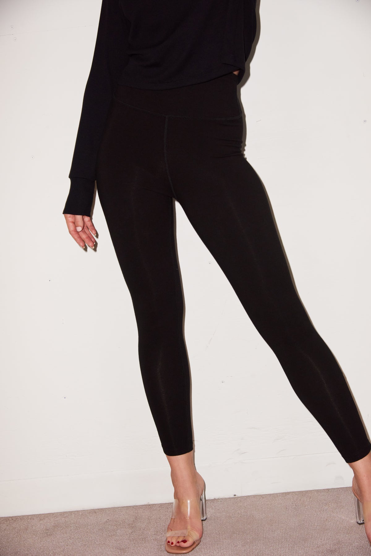 High Rise Zipper Legging - Black