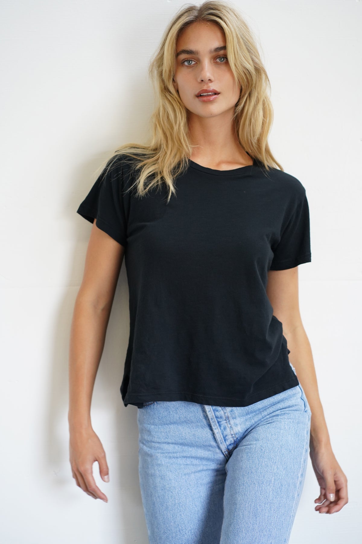 LNA Essential Cotton Mason T-shirt met ronde hals in zwart