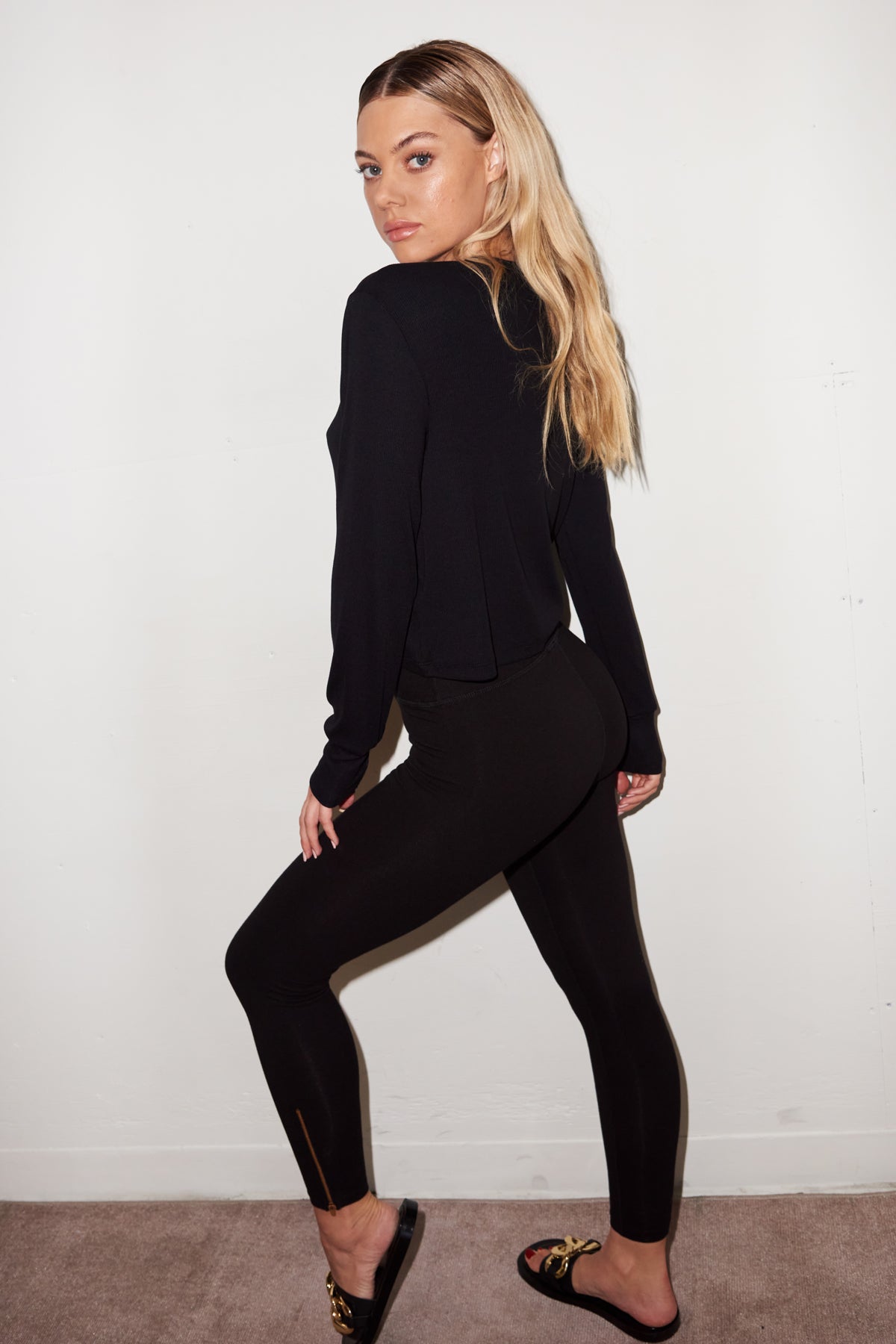 LNA Black High Rise Zipper Legging