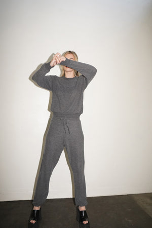 LNA Brushed Slim Crew Pullover in Pirate Black