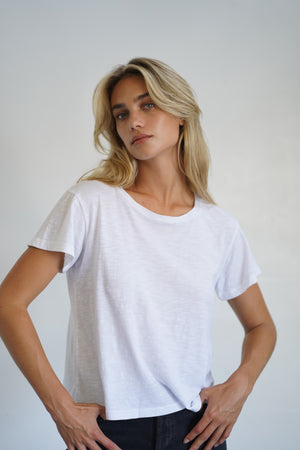 LNA Essential Shaden Crew Neck Tee in White 