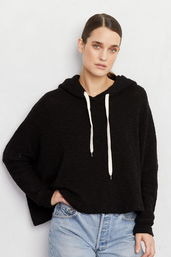 Cape Hoodie - Black Crepe