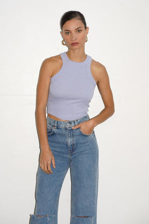 LNA Detra Cropped Tank in Heather Iris
