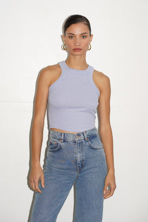 LNA Detra Cropped Tank in Heather Iris