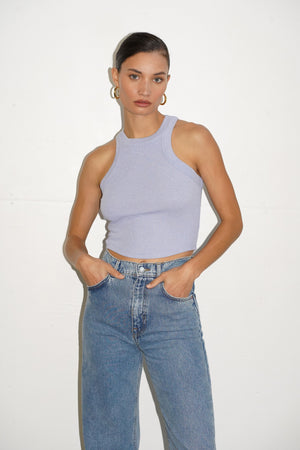 LNA Detra Cropped Tank in Heather Iris