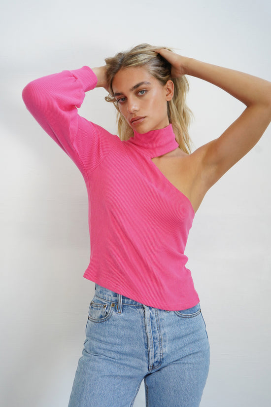 LNA Murphy Sweater Rib Top in Pink