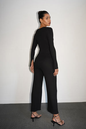 LNA Kayla Rib Jumpsuit in Black