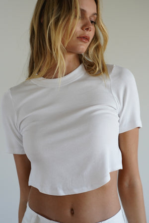 LNA Klara T-shirt côtelé en blanc