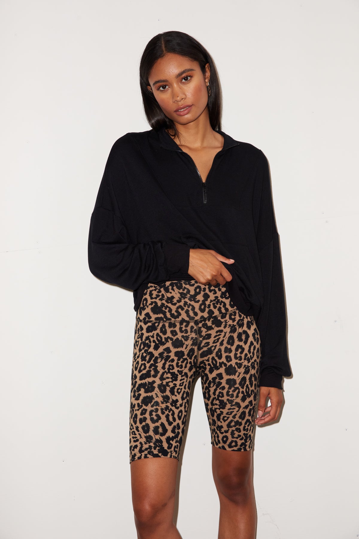 LNA Leopard Print Bike Shorts