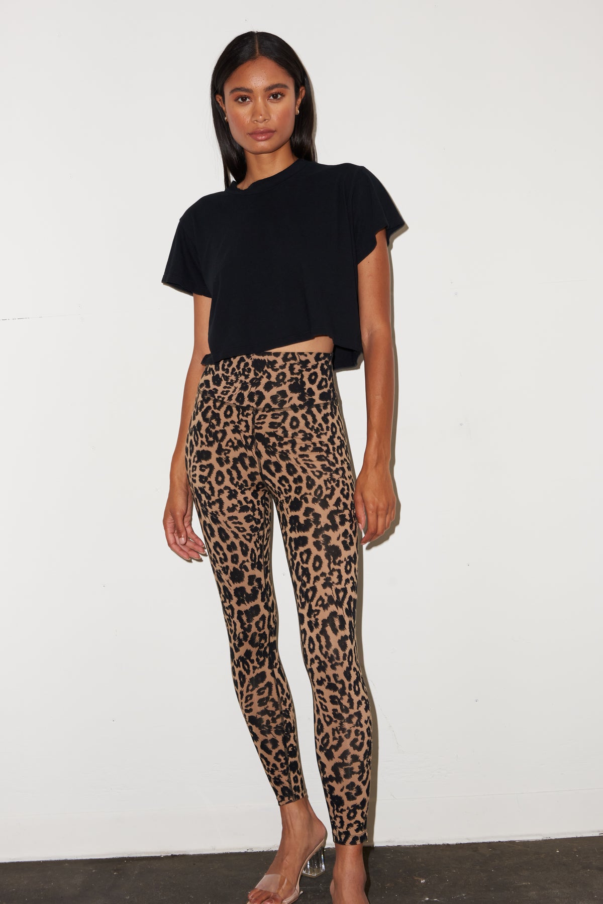 LNA legging met hoge taille en ritssluiting in luipaardprint