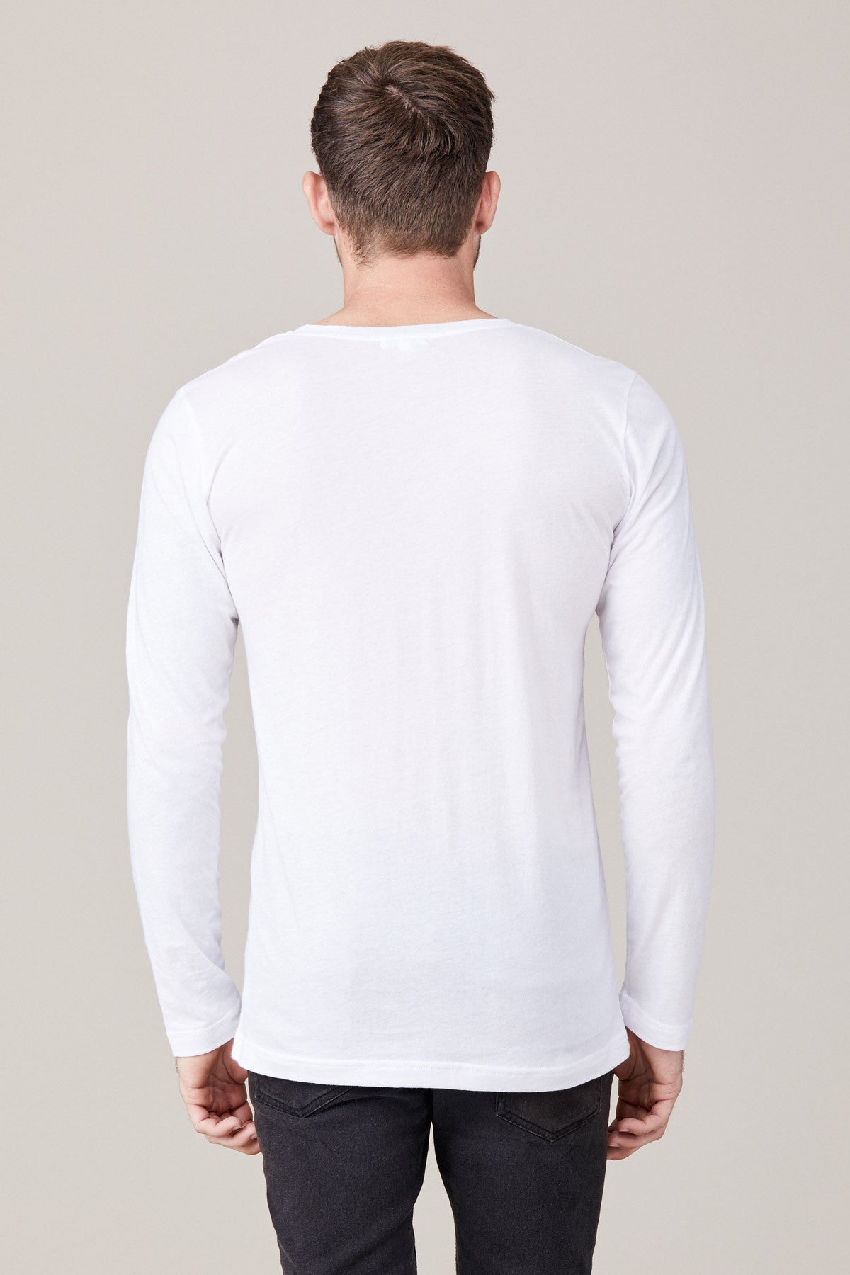 Men's Long Sleeve Button Henley - White