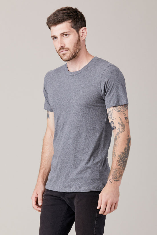 Tripulação masculina de manga curta - Heather Grey