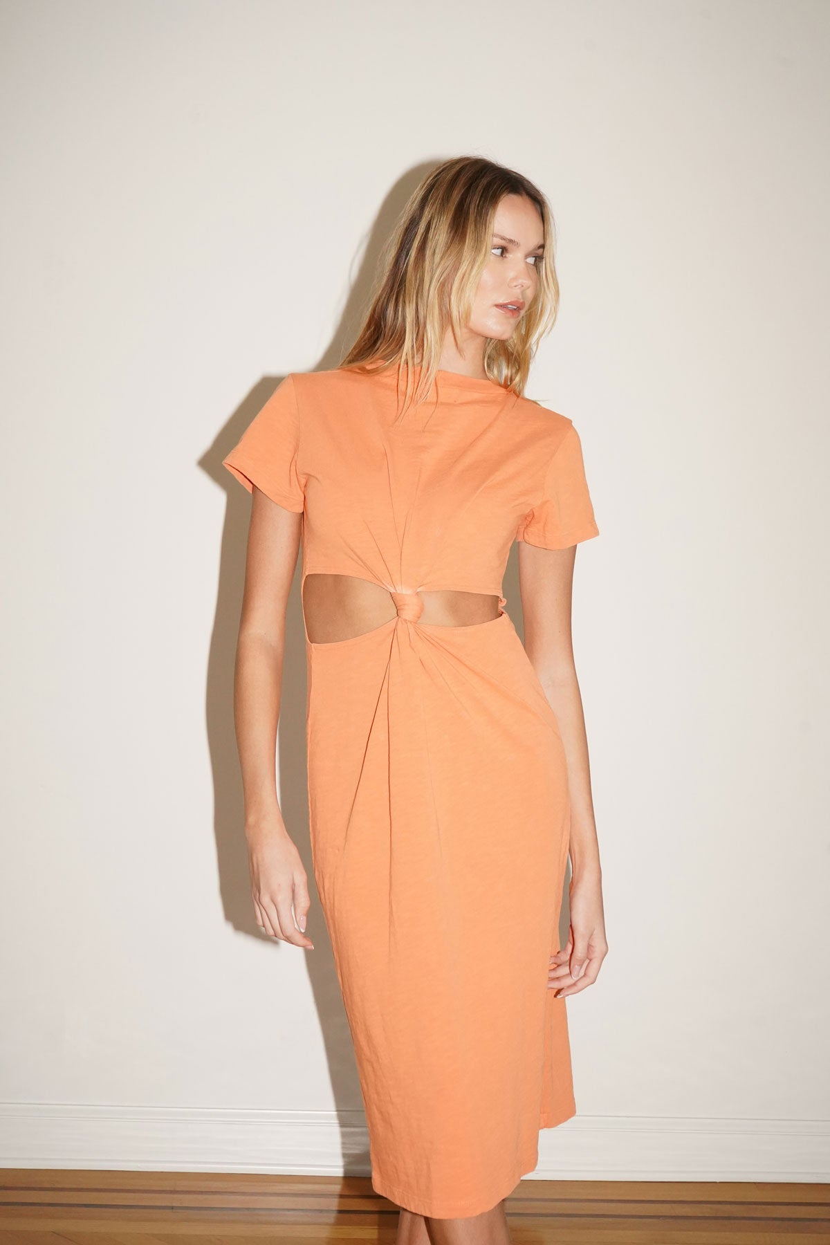 LNA Mayer Tee Heavy Slub Dress in Orange