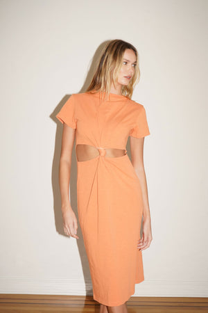 LNA Mayer Tee Heavy Slub Abito in arancione