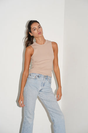LNA Ribbed Double Layer Sleeveless in Nude