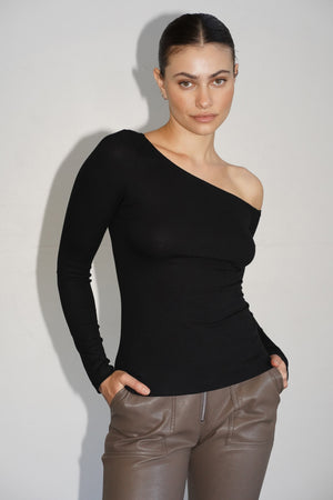 LNA Vegan Leather Exposed Zip Pant in Mushroom