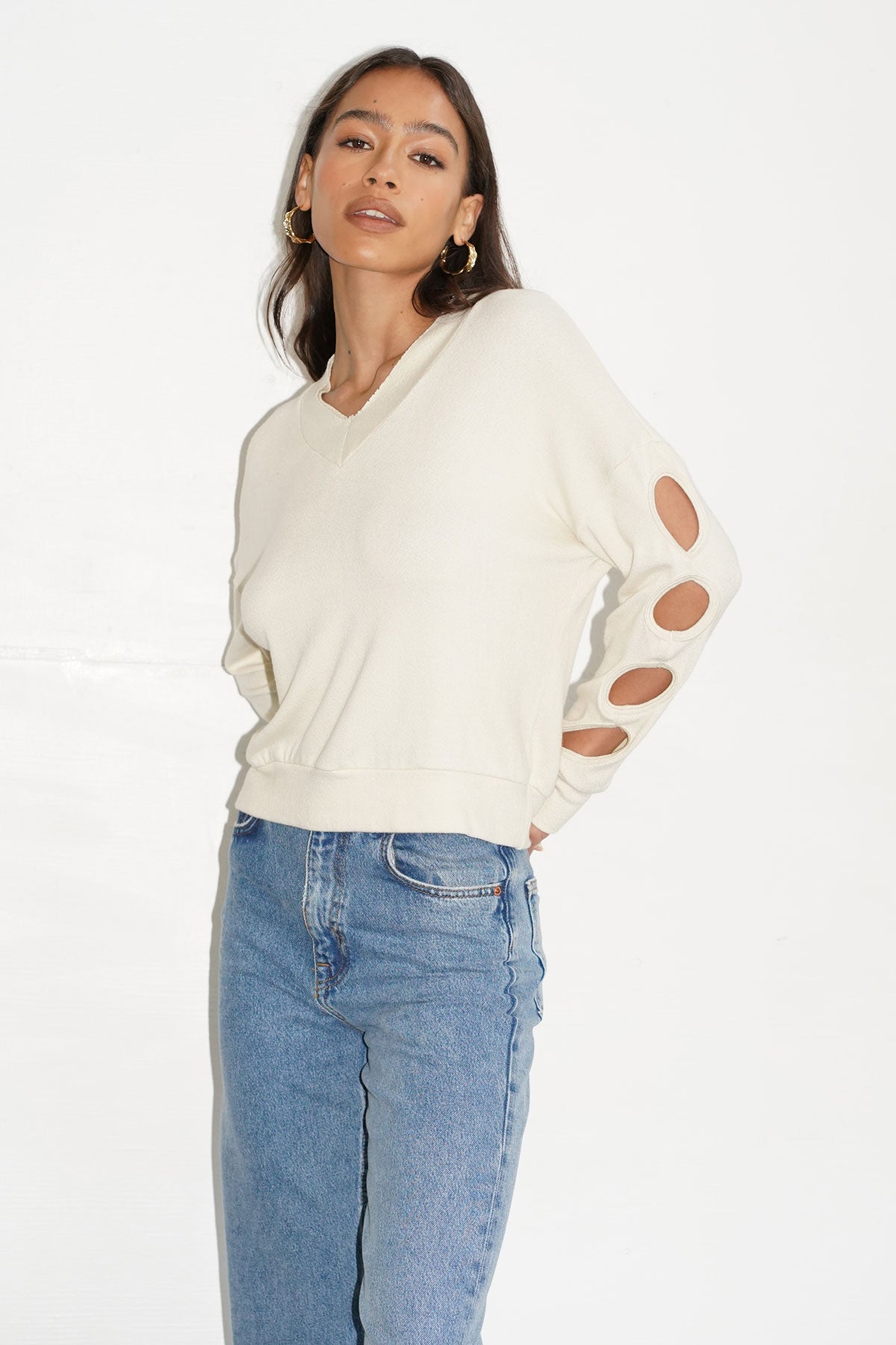 LNA Parker Cut Out Top in Bone
