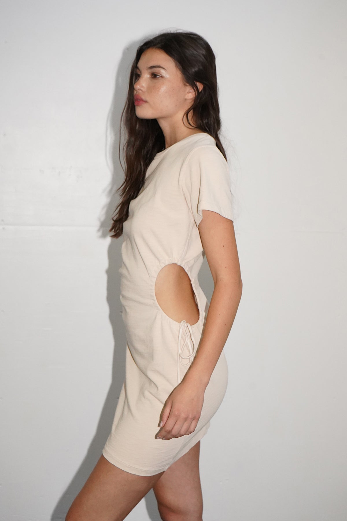 LNA Quinn Cut Out Dress in Shell