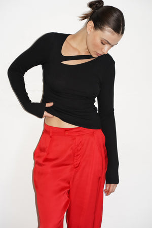 LNA Silky Wide Leg Pant in Red