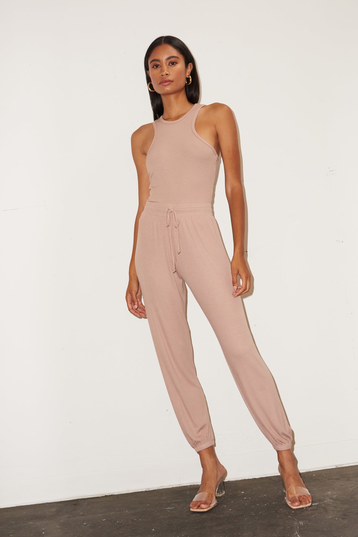 LNA Ribbed Core Jogger in Nude