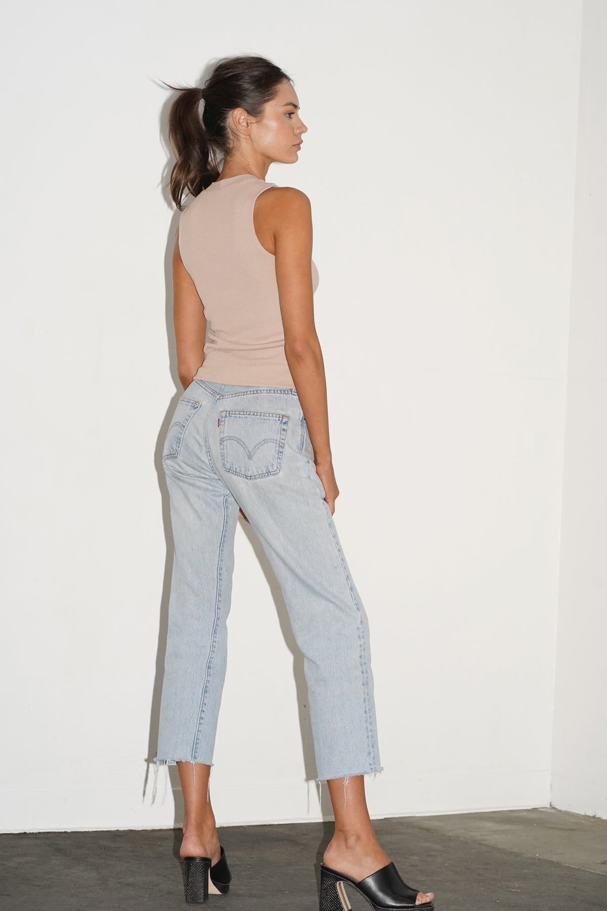 LNA Ribbed Double Layer Sleeveless in Nude