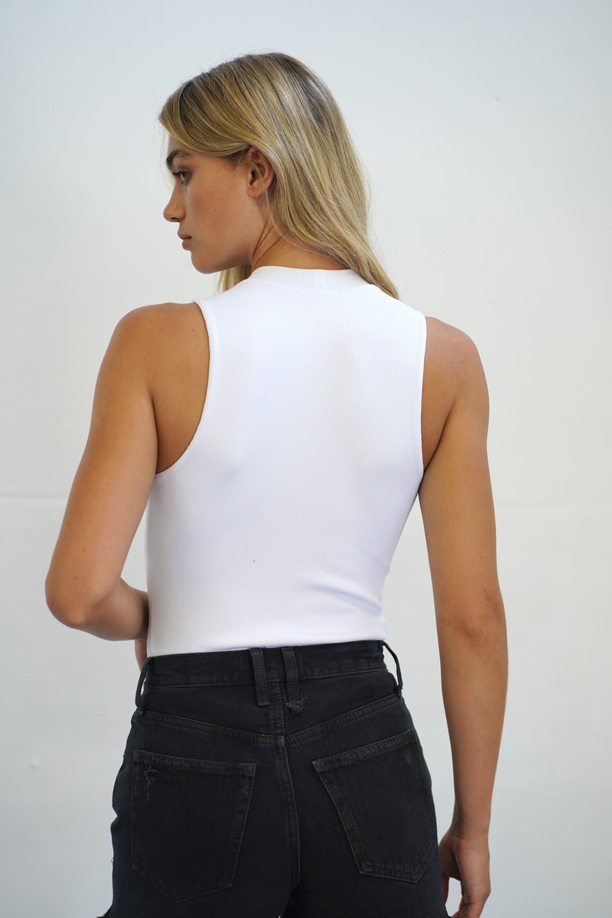 LNA Ribbed Double Layer Sleeveless in White