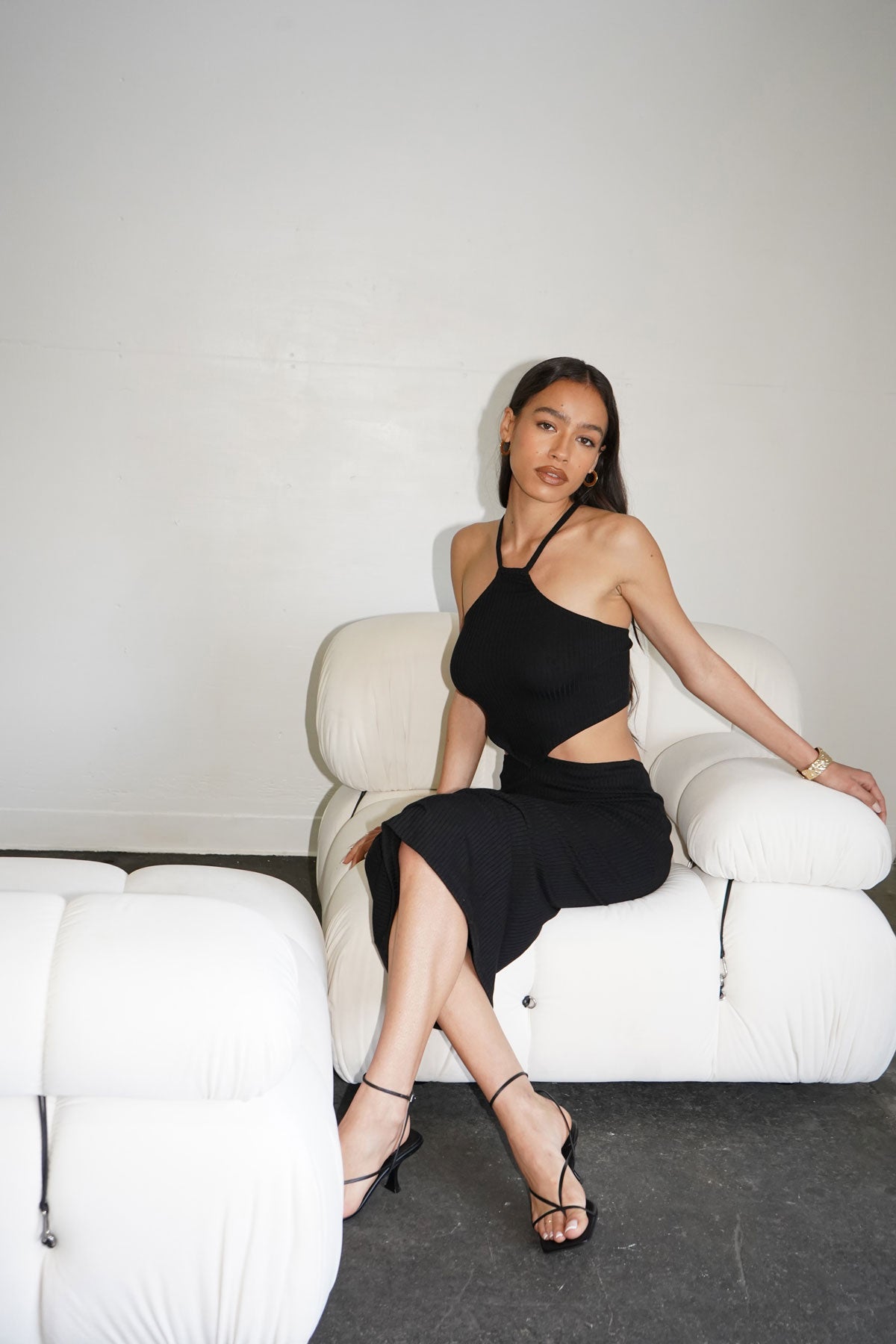 LNA Emmy Midi Dress in Black
