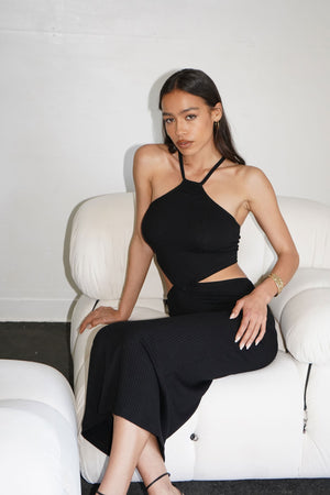 LNA Emmy Midi Dress in Black