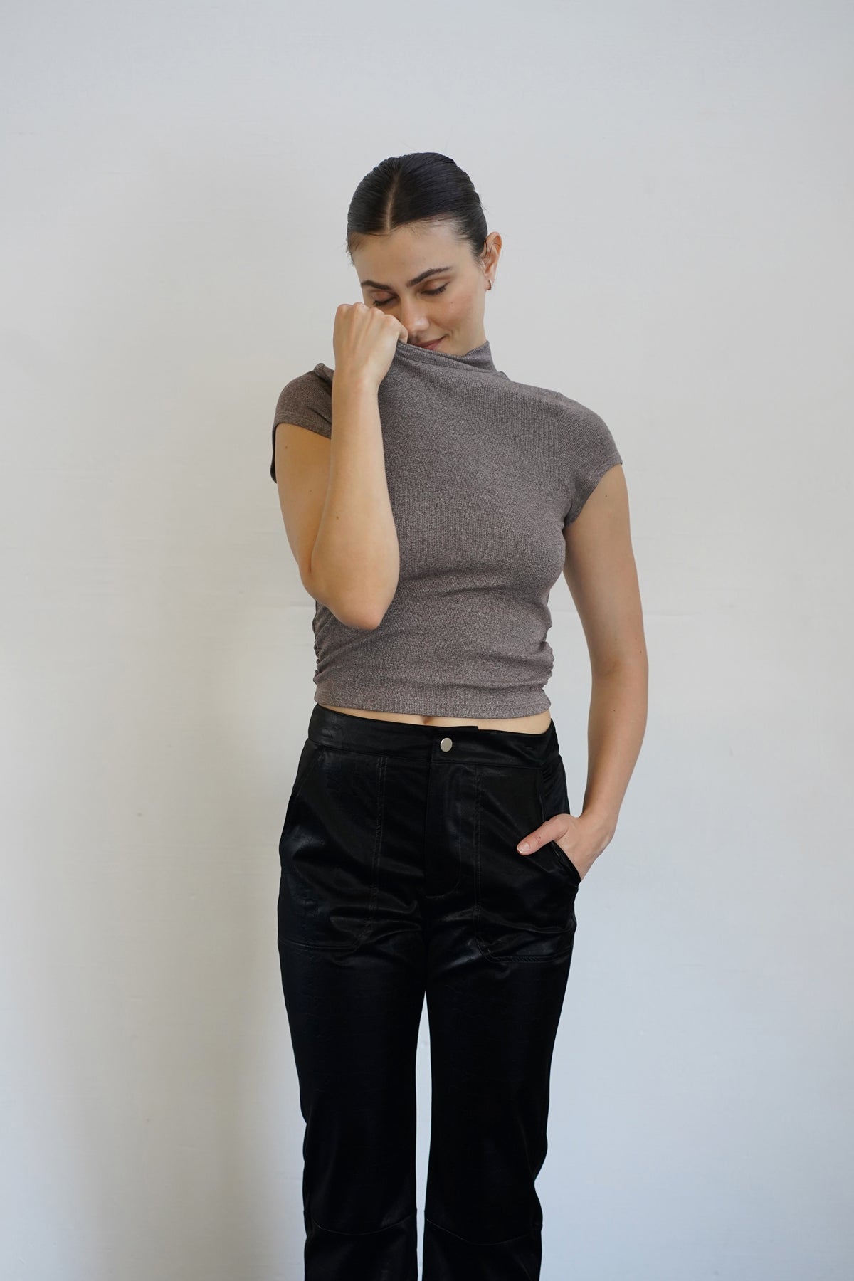 LNA Zelie Mock Neck Rib Top