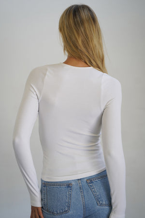 LNA Samira Lace Up Heavy Rib Top in White