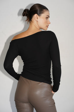 LNA Vegan Leather Exposed Zip Pant in Mushroom