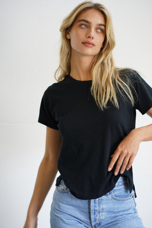 LNA Essential Cotton Mason Crew Neck Tee in Black