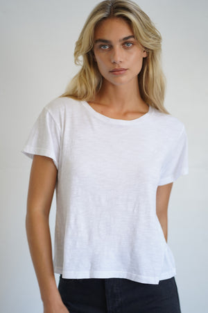 LNA Essential Shaden Crew Neck Tee in White 