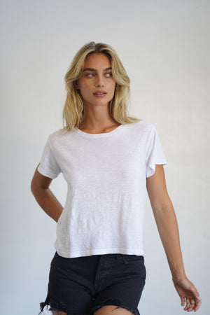 LNA Essential Shaden Crew Neck Tee in White 