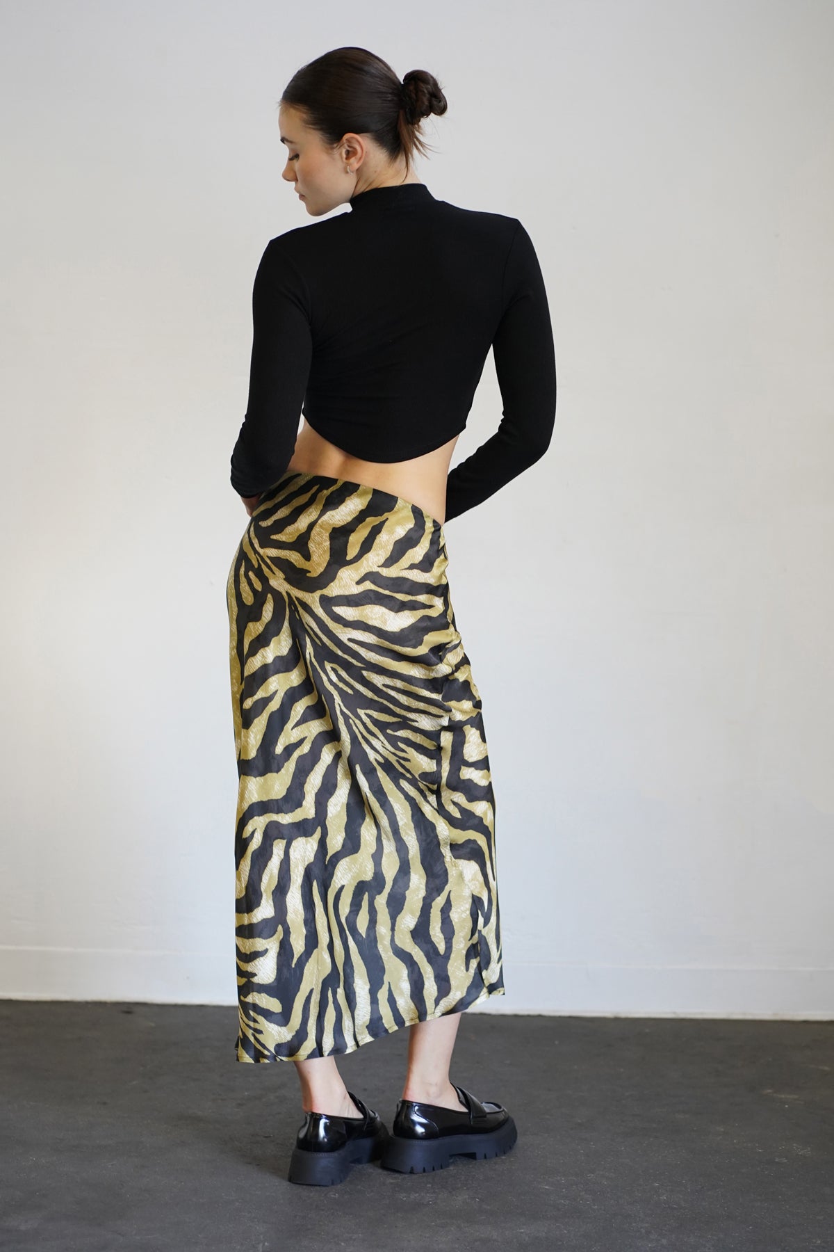 LNA Surplice Silky Midi Skirt in Odyssey