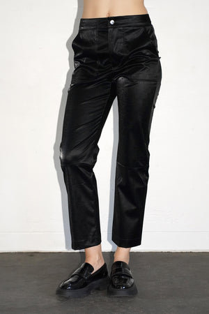 LNA Textured Check Vegan Leather Zip Pant