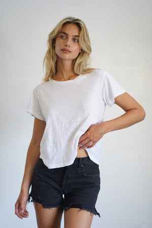 LNA Essential Shaden Crew Neck Tee in White 