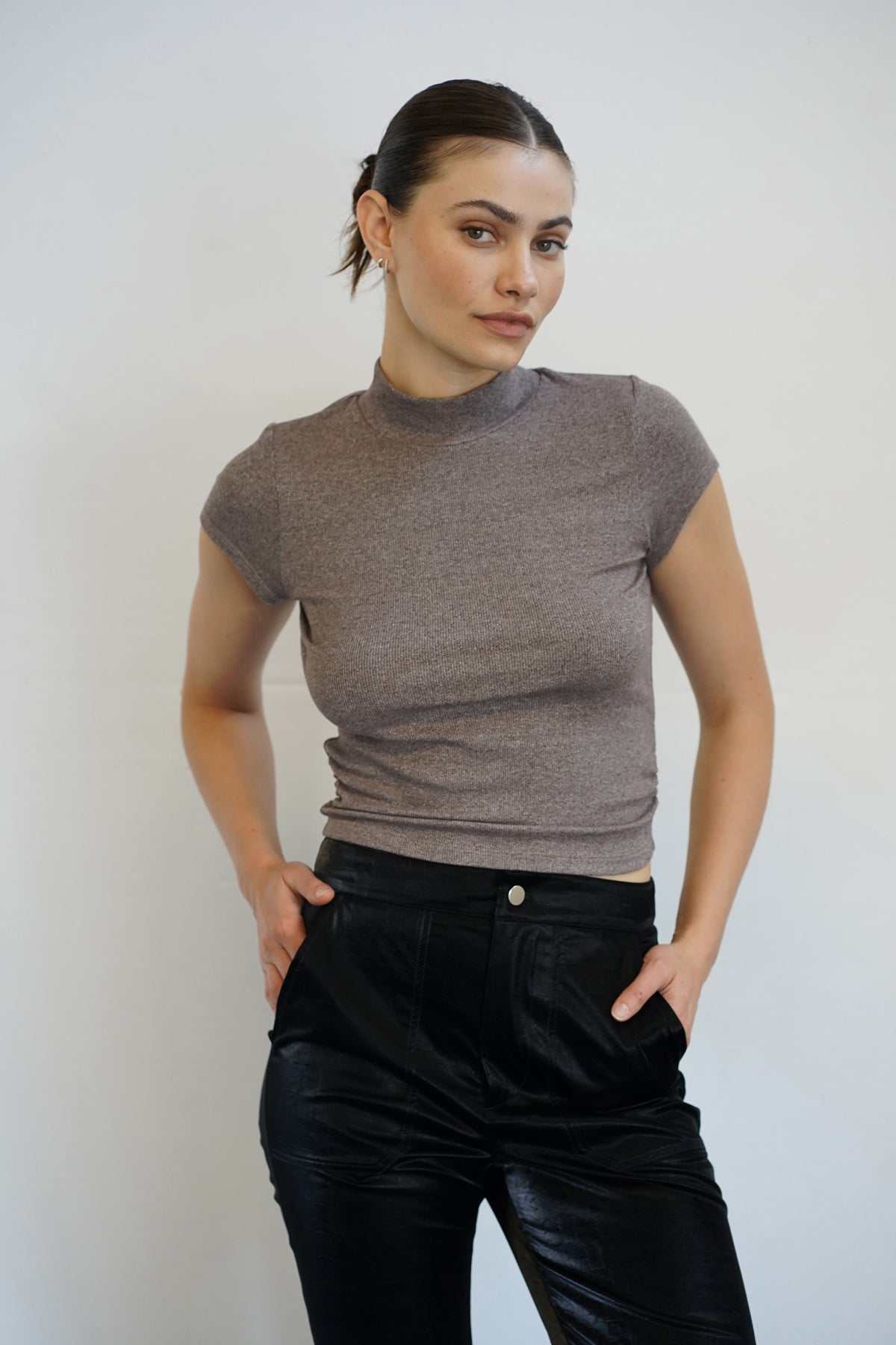 LNA Zelie Mock Neck Rib Top